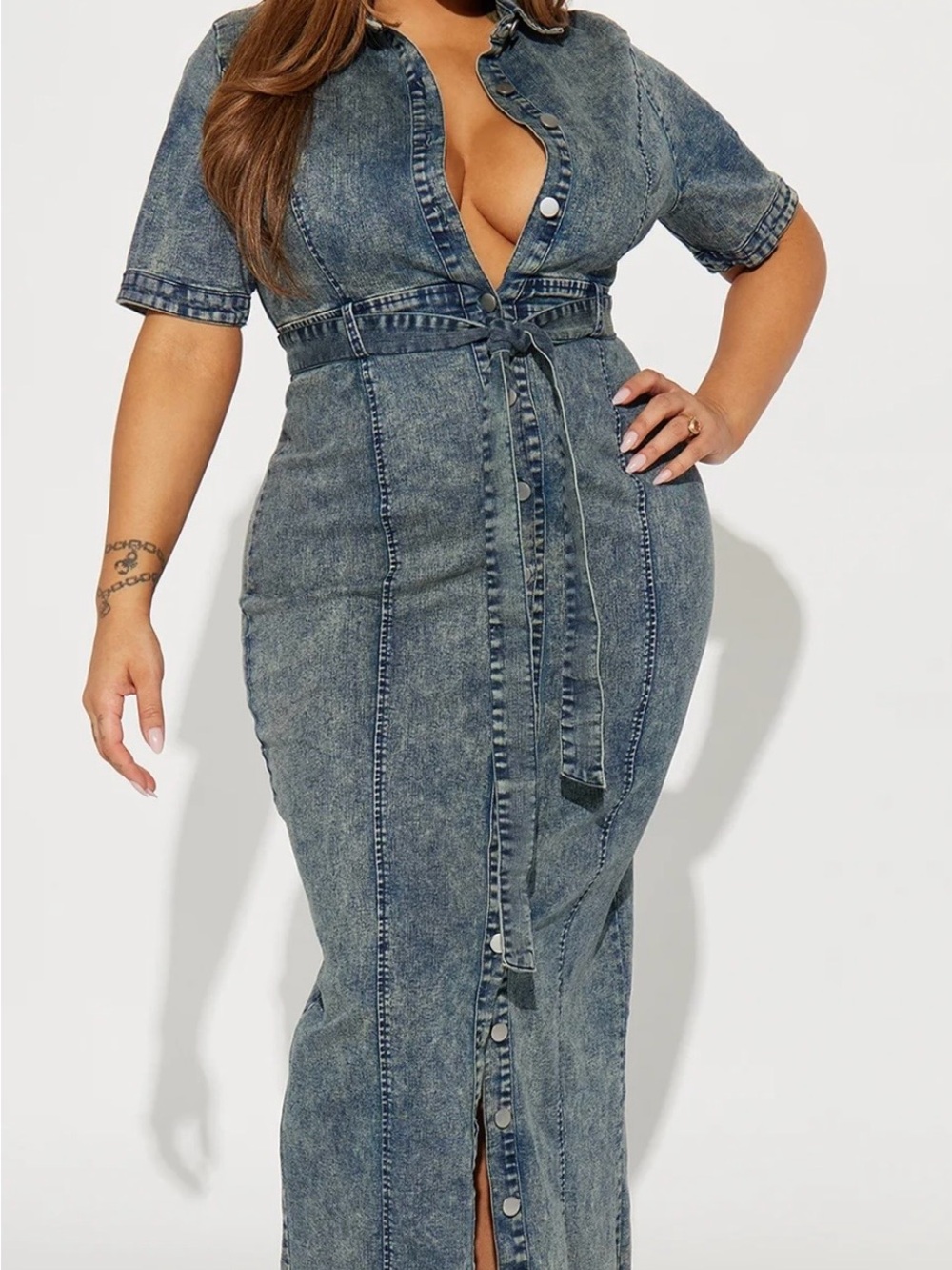 Kara Denim Maxi Dress - Blue